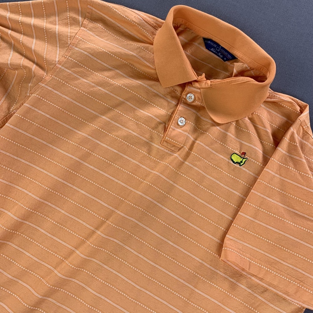Masters Polo‎ Shirt Mens XL Orange Striped Golf Augusta National Embroidered EUC